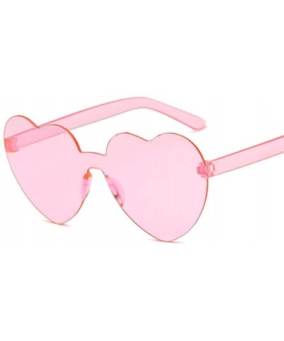 Rimless Cute Sexy Retro Love Heart Rimless Sunglasses Women Luxury Sun Glasses Female Eyewear Candy Color - Pink - CD198UMC4X...