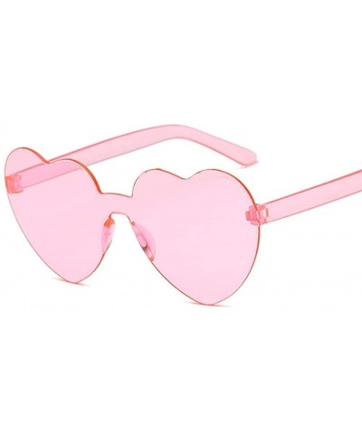 Rimless Cute Sexy Retro Love Heart Rimless Sunglasses Women Luxury Sun Glasses Female Eyewear Candy Color - Pink - CD198UMC4X...