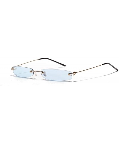 Semi-rimless Rimless Small Sunglasses Summer Sun Glasses For Men Women Red Blue Black Shades Sunglasses Eyewear - 8 - C718Y8A...
