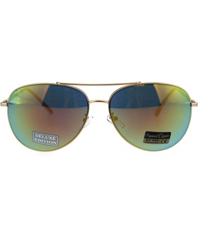 Aviator Mens Classic Reflective Color Mirror Gold Metal Rim Pilots Sunglasses - Yellow Mirror - CQ18EXM7T82 $10.61
