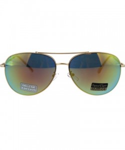 Aviator Mens Classic Reflective Color Mirror Gold Metal Rim Pilots Sunglasses - Yellow Mirror - CQ18EXM7T82 $10.61