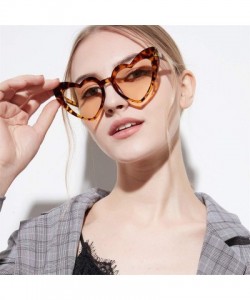 Oversized Vintage Heart Shape Sunglasses for Women - Clout Goggles Retro Love UV400 Eye Glasses Kurt Cobain - Leopard Brown -...