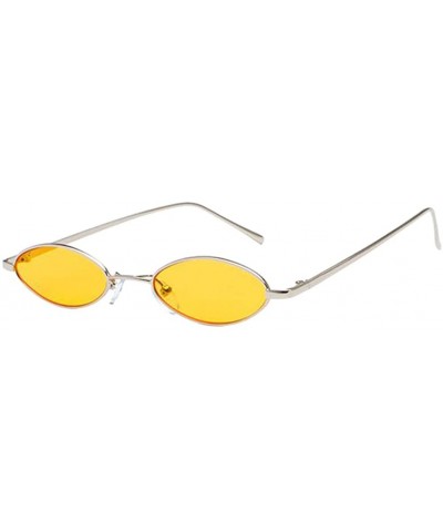 Oval Unisex Vintage Round Metal Punk Polarized UV400 Protection Sunglasses - Yellow - CY18D6GLQTD $27.82