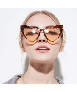 Oversized Vintage Heart Shape Sunglasses for Women - Clout Goggles Retro Love UV400 Eye Glasses Kurt Cobain - Leopard Brown -...