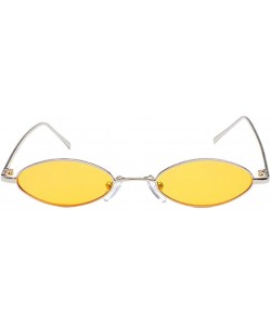 Oval Unisex Vintage Round Metal Punk Polarized UV400 Protection Sunglasses - Yellow - CY18D6GLQTD $9.89