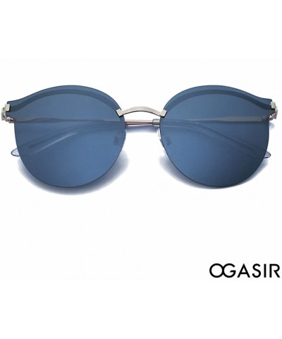 Rimless Women's Polarized Luxury Fashion Sunglasses Rimless Round Oval Mirrored Lenses - Grey - C118CHSSGYS $8.20