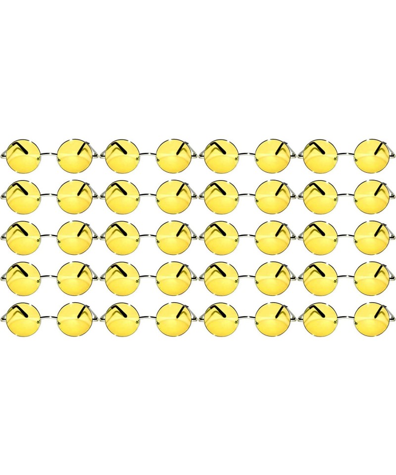 Round 20 Pieces Wholesale Lot Small Round Circle Sunglasses Bulk Party Mix Assotrted - Silver_frame_yellow - C018C4GURM4 $43.89