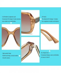 Square Women Sunglasses Fashion Ladies Polarized Shades Square Oversized Sunglasses VC1002 - Coffee Frame/Coffee Lens - C4185...