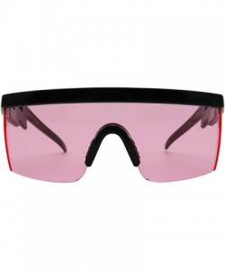 Rimless Semi Rimless Neon Rainbow Sunglasses Mirrored Lens UV Protection 80s Retro Rave Shades Crooked ZigZag Bolt Arm - CN18...