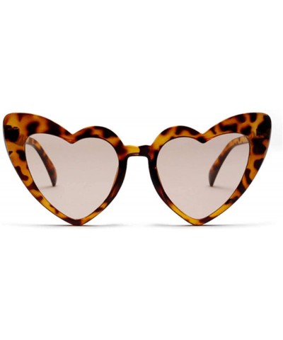 Oversized Vintage Heart Shape Sunglasses for Women - Clout Goggles Retro Love UV400 Eye Glasses Kurt Cobain - Leopard Brown -...