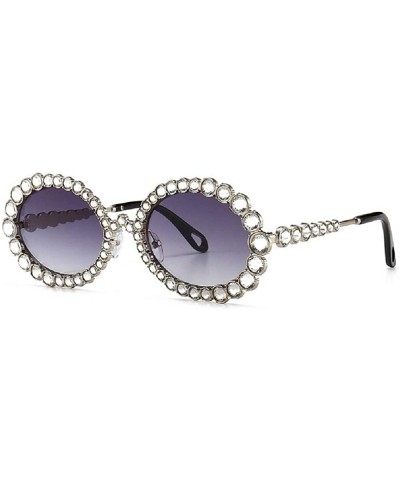 Round Vintage Diamond Sunglasses Crystal Glasses - C4197LLQKDN $22.51