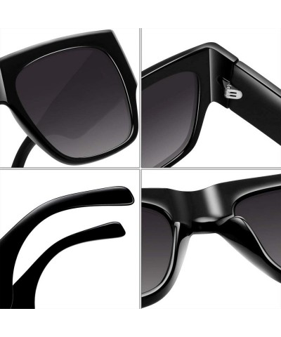 Square Flat Top Square Sunglasses for Women Fashion Shades with UV Protection WS97278 - Gloss Black - CC196QXLICU $7.62