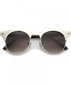 Cat Eye Women's Matte Finish Horn Rimmed Round Flat Lens Cat Eye Sunglasses 49mm - Silver-black / Lavender - C417YUHT63R $12.21