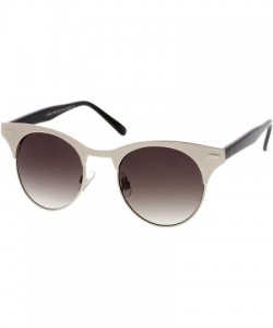 Cat Eye Women's Matte Finish Horn Rimmed Round Flat Lens Cat Eye Sunglasses 49mm - Silver-black / Lavender - C417YUHT63R $12.21