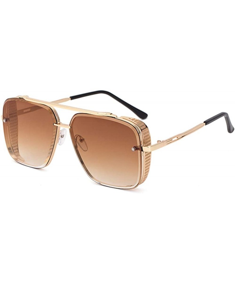 Rimless oversized retro sunglasses Steampunk shields - 3 - C7196M8RETC $17.61