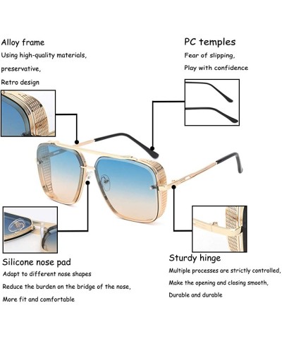 Rimless oversized retro sunglasses Steampunk shields - 3 - C7196M8RETC $17.61