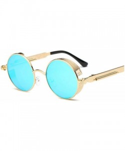 Goggle 2020 Metal Steampunk Sunglasses Men Women Fashion Round Glasses Vintage UV400 Eyewear - Gold Frame Blue - CR198AHTWTA ...
