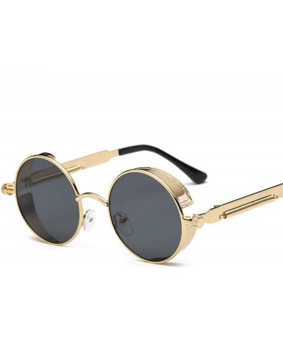 Goggle 2020 Metal Steampunk Sunglasses Men Women Fashion Round Glasses Vintage UV400 Eyewear - Gold Frame Blue - CR198AHTWTA ...