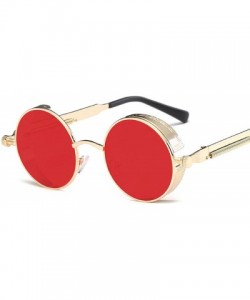 Goggle 2020 Metal Steampunk Sunglasses Men Women Fashion Round Glasses Vintage UV400 Eyewear - Gold Frame Blue - CR198AHTWTA ...