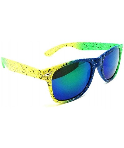 Square Cowabunga Neon Splatter Classic Square Retro Sunglasses - Yellow- Blue & Green Frame - CP18ULAXLWC $8.16