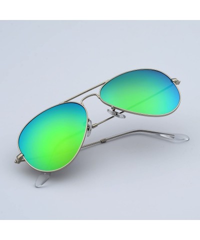 Aviator Corning natural glass lenses metal frame aviator sunglasses for men women - CS184GKG37C $19.19