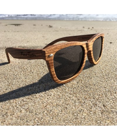 Wayfarer Handmade Wooden Sunglasses - 1 Year Warranty - Polarized - UV400 - Zebrawood - C41854AQHTZ $39.03