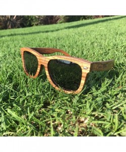 Wayfarer Handmade Wooden Sunglasses - 1 Year Warranty - Polarized - UV400 - Zebrawood - C41854AQHTZ $39.03