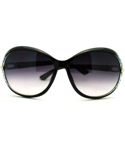 Round Womens Fashion Sunglasses Rhinestone Round Designer Frame - Black - CL11E85394T $13.60