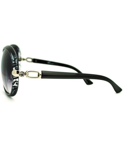 Round Womens Fashion Sunglasses Rhinestone Round Designer Frame - Black - CL11E85394T $13.60