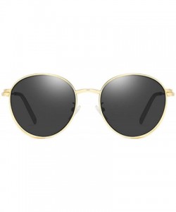 Round Non Prescription Glasses For Women Men Round Metal Frame Magnetic Clip On Sunglasses - C2197KM27ZS $19.60