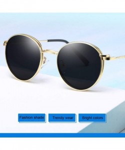 Round Non Prescription Glasses For Women Men Round Metal Frame Magnetic Clip On Sunglasses - C2197KM27ZS $19.60