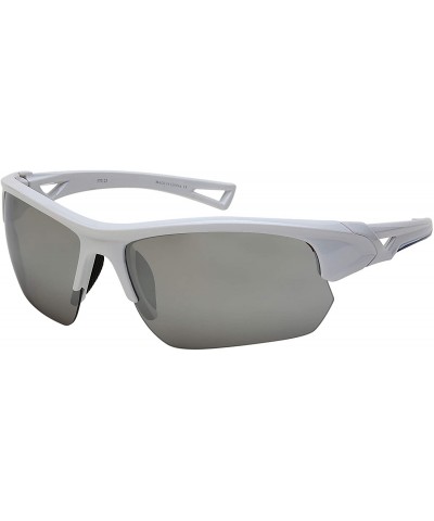 Sport Unisex Sport Wrap Semi-Rimles Sunglasses Color Mirrored Anti Reflective Lens with Storage Pouch - C618ZYE9OTK $20.05