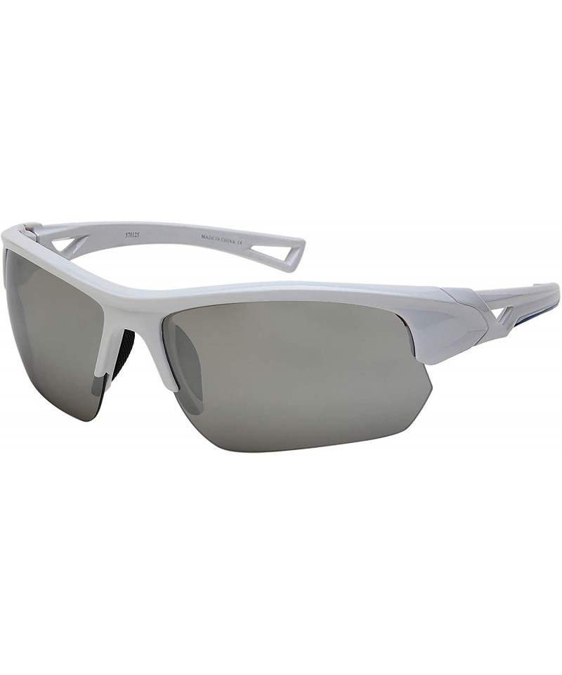 Sport Unisex Sport Wrap Semi-Rimles Sunglasses Color Mirrored Anti Reflective Lens with Storage Pouch - C618ZYE9OTK $10.82