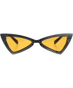 Cat Eye Womens Bling Engrave Triangle Plastic Cat Eye Plastic Sunglasses - Black Orange - CC18GL9LUZN $8.49