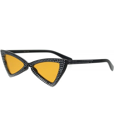 Cat Eye Womens Bling Engrave Triangle Plastic Cat Eye Plastic Sunglasses - Black Orange - CC18GL9LUZN $8.49