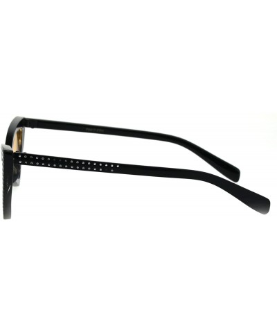 Cat Eye Womens Bling Engrave Triangle Plastic Cat Eye Plastic Sunglasses - Black Orange - CC18GL9LUZN $8.49