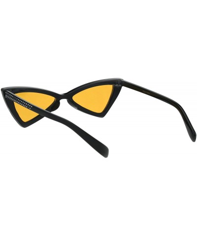 Cat Eye Womens Bling Engrave Triangle Plastic Cat Eye Plastic Sunglasses - Black Orange - CC18GL9LUZN $8.49