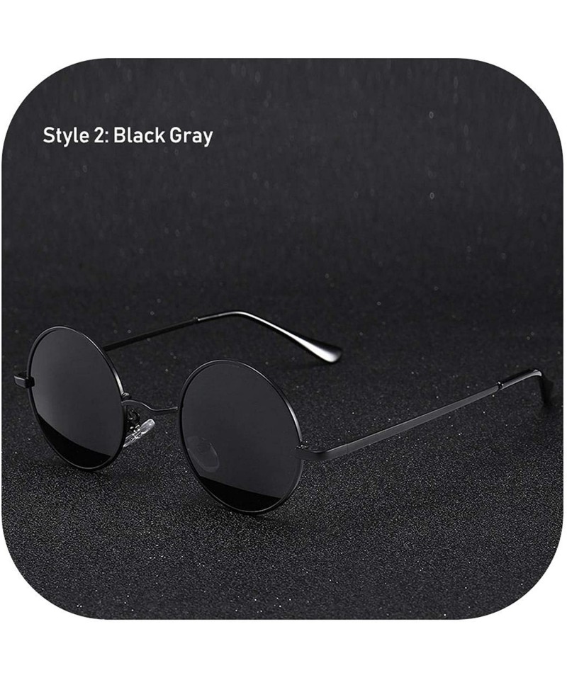 Oversized Retro Classic Vintage Round Polarized Sunglasses Men Sun Glasses Women Metal Frame Black Lens Eyewear Driving - CC1...