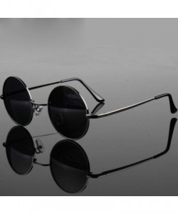 Oversized Retro Classic Vintage Round Polarized Sunglasses Men Sun Glasses Women Metal Frame Black Lens Eyewear Driving - CC1...