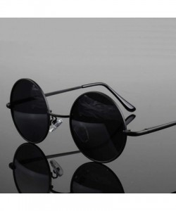 Oversized Retro Classic Vintage Round Polarized Sunglasses Men Sun Glasses Women Metal Frame Black Lens Eyewear Driving - CC1...