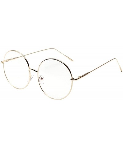 Semi-rimless Fashion Unisex Classic Metal Frame Mirror Rounded Glasses Eyewear with Anti Eyestrain - Gold - C6196IYKO0E $11.40