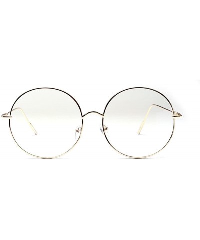Semi-rimless Fashion Unisex Classic Metal Frame Mirror Rounded Glasses Eyewear with Anti Eyestrain - Gold - C6196IYKO0E $11.40