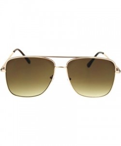 Rectangular Super Oversized Squared Rectangular Pilots Metal Rim Sunglasses - Gold Brown - CX18QY5D278 $9.79