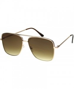 Rectangular Super Oversized Squared Rectangular Pilots Metal Rim Sunglasses - Gold Brown - CX18QY5D278 $9.79