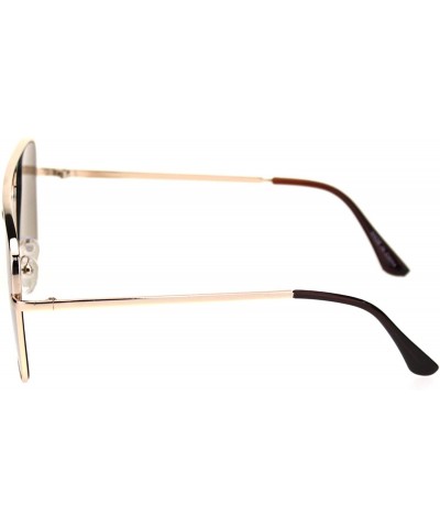 Rectangular Super Oversized Squared Rectangular Pilots Metal Rim Sunglasses - Gold Brown - CX18QY5D278 $9.79