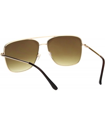 Rectangular Super Oversized Squared Rectangular Pilots Metal Rim Sunglasses - Gold Brown - CX18QY5D278 $9.79