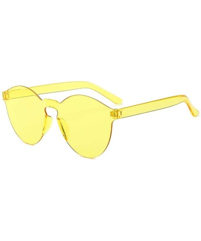 Round 1pcs Unisex Fashion Candy Colors Round Outdoor Sunglasses Sunglasses - Light Yellow - CK199XO8E0H $18.43
