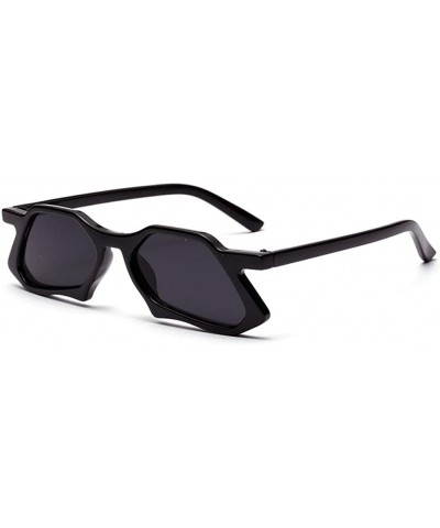 Butterfly Retro Hipster Sunglasses for Men Women UV400 Protection Polygon Glasses - Bright Black/Grey - CP18QRCXDSZ $19.48