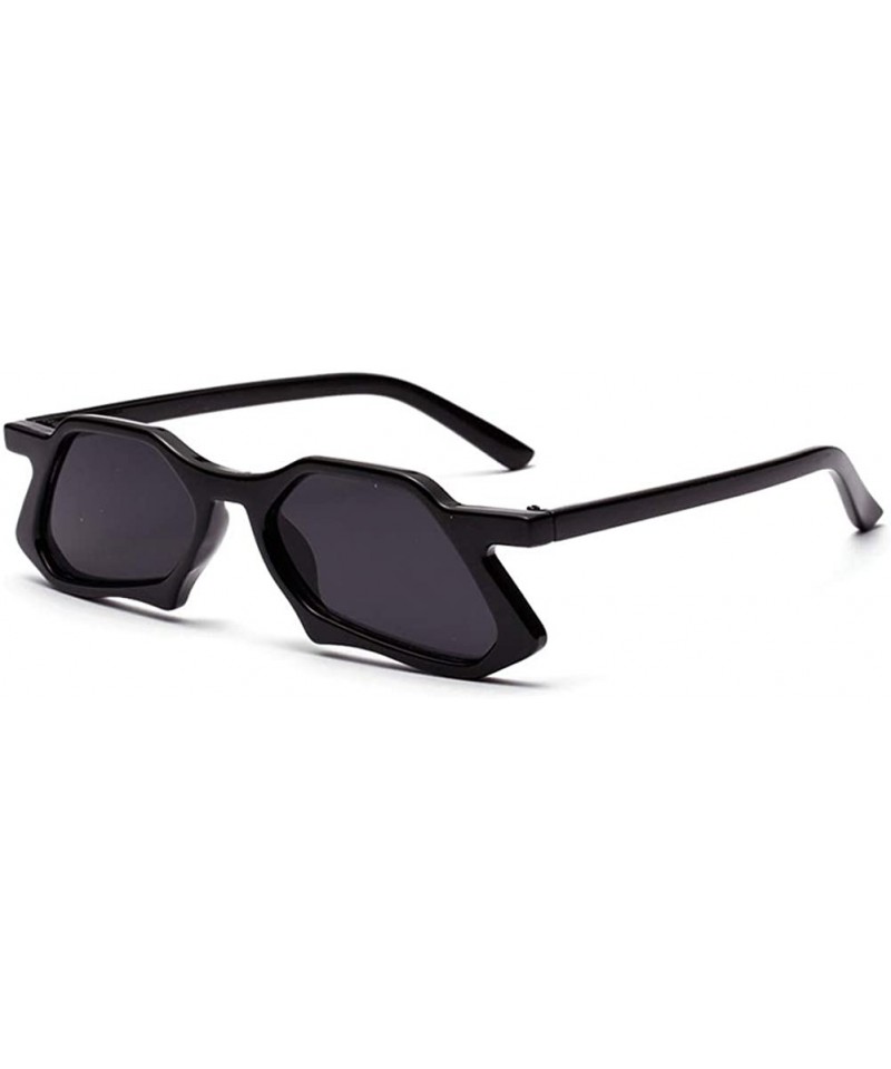 Butterfly Retro Hipster Sunglasses for Men Women UV400 Protection Polygon Glasses - Bright Black/Grey - CP18QRCXDSZ $8.49