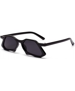 Butterfly Retro Hipster Sunglasses for Men Women UV400 Protection Polygon Glasses - Bright Black/Grey - CP18QRCXDSZ $8.49